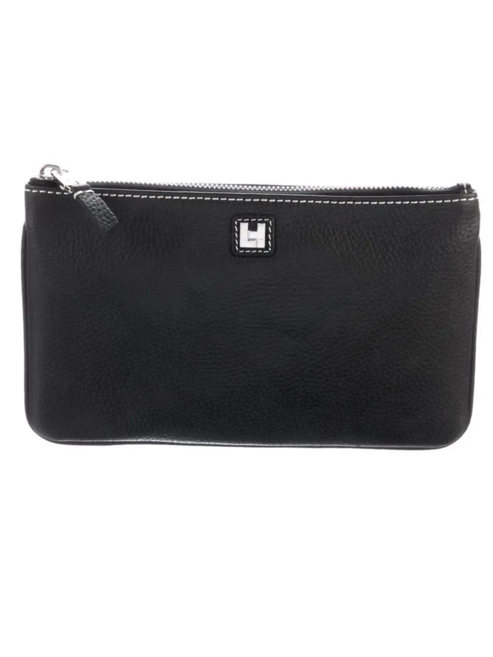 Lambertson Truex Black Pebbled Leather   Clutch - NEW